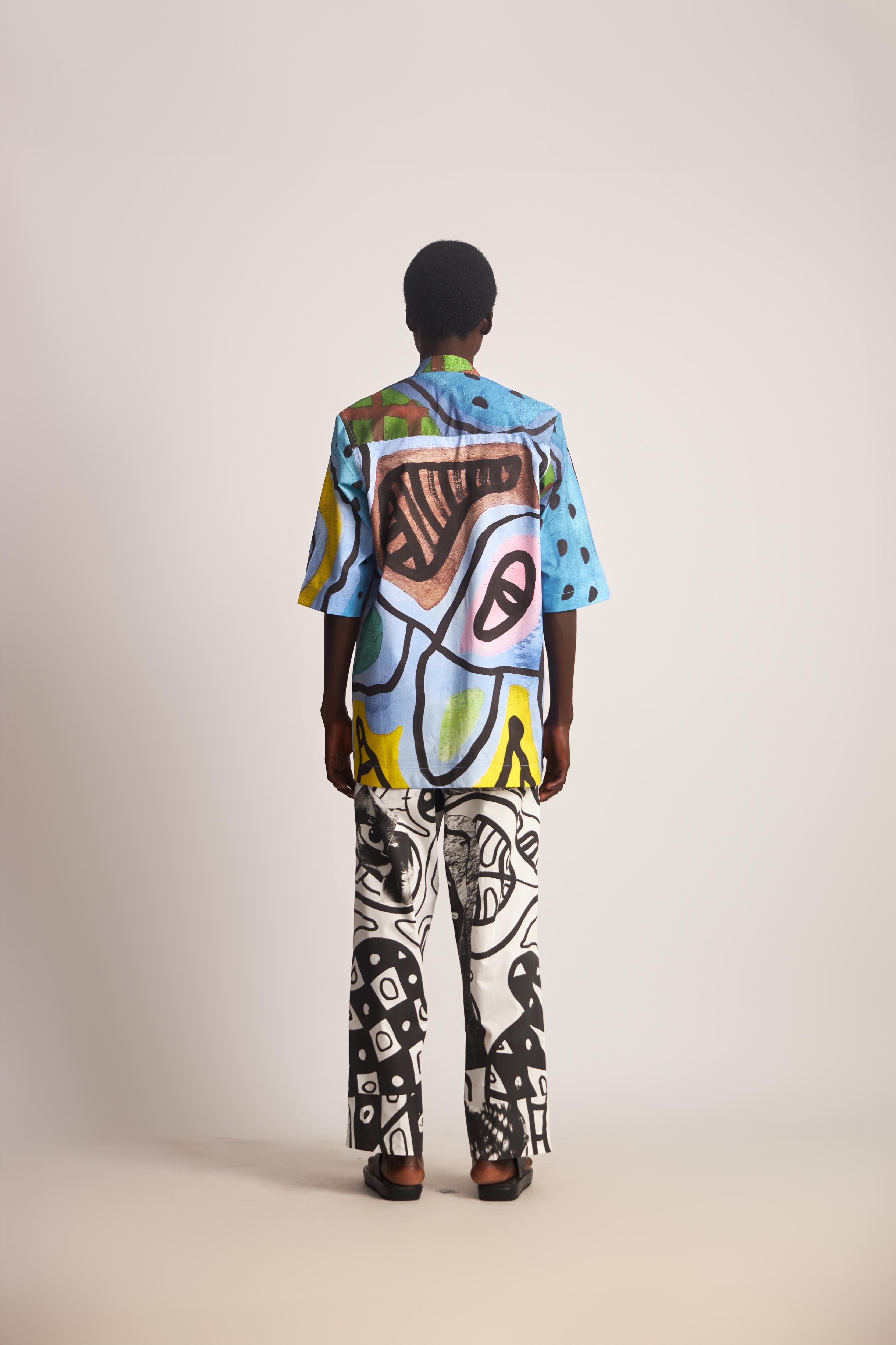 ABSTRACT COLLAGE PRINT PANTS