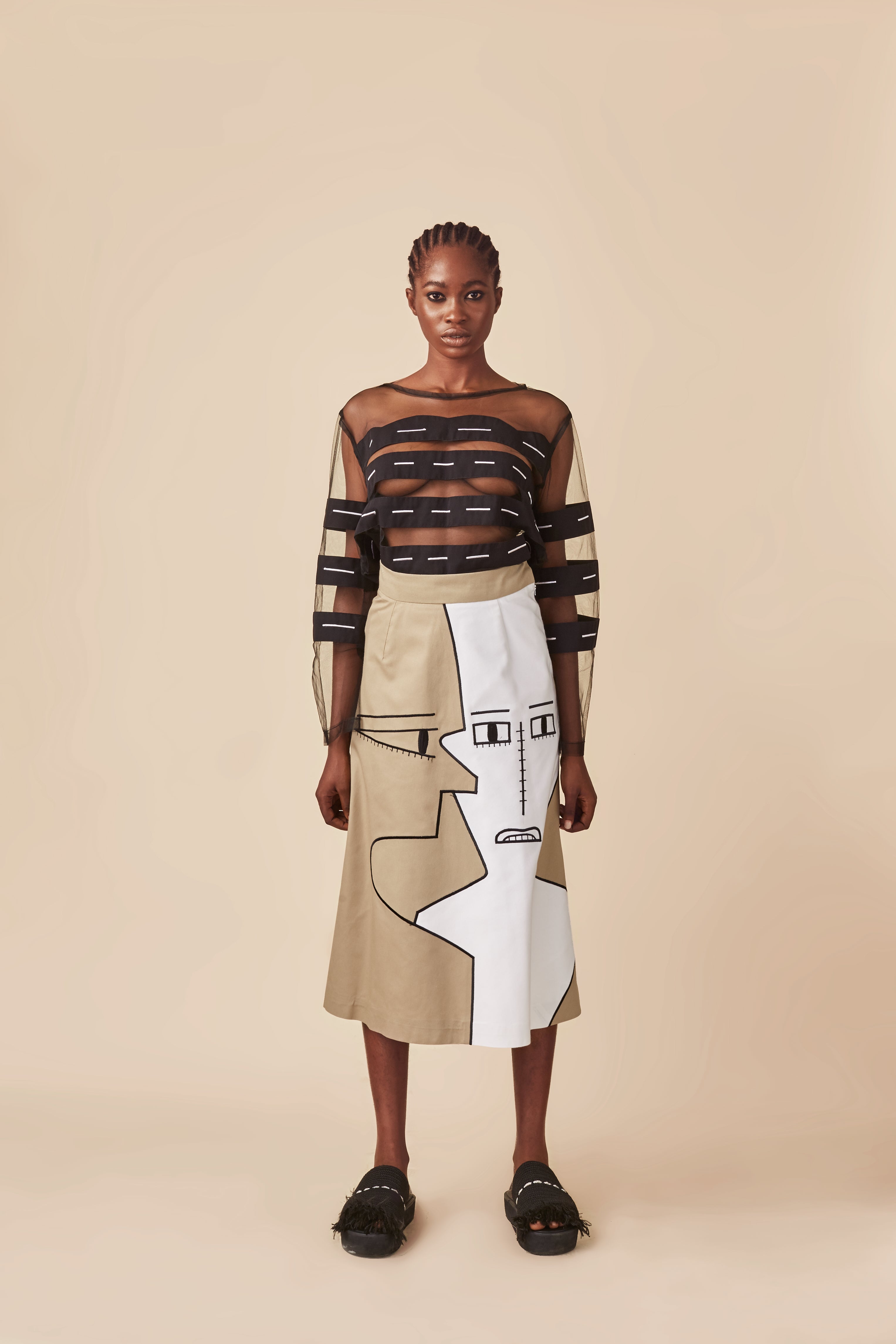 CONTRAST FIGURES SKIRT