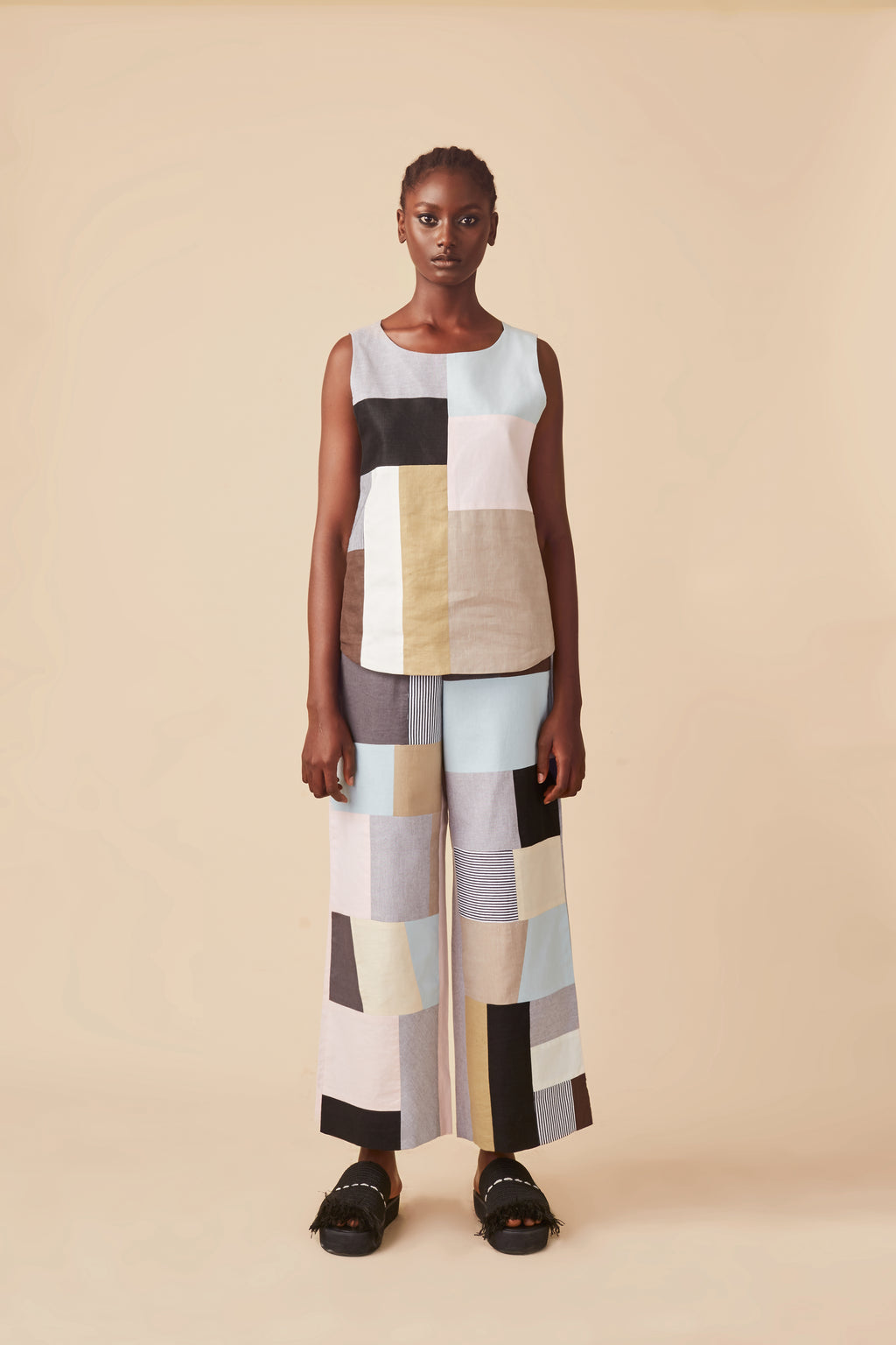 PATCHWORK WIDE PANTS