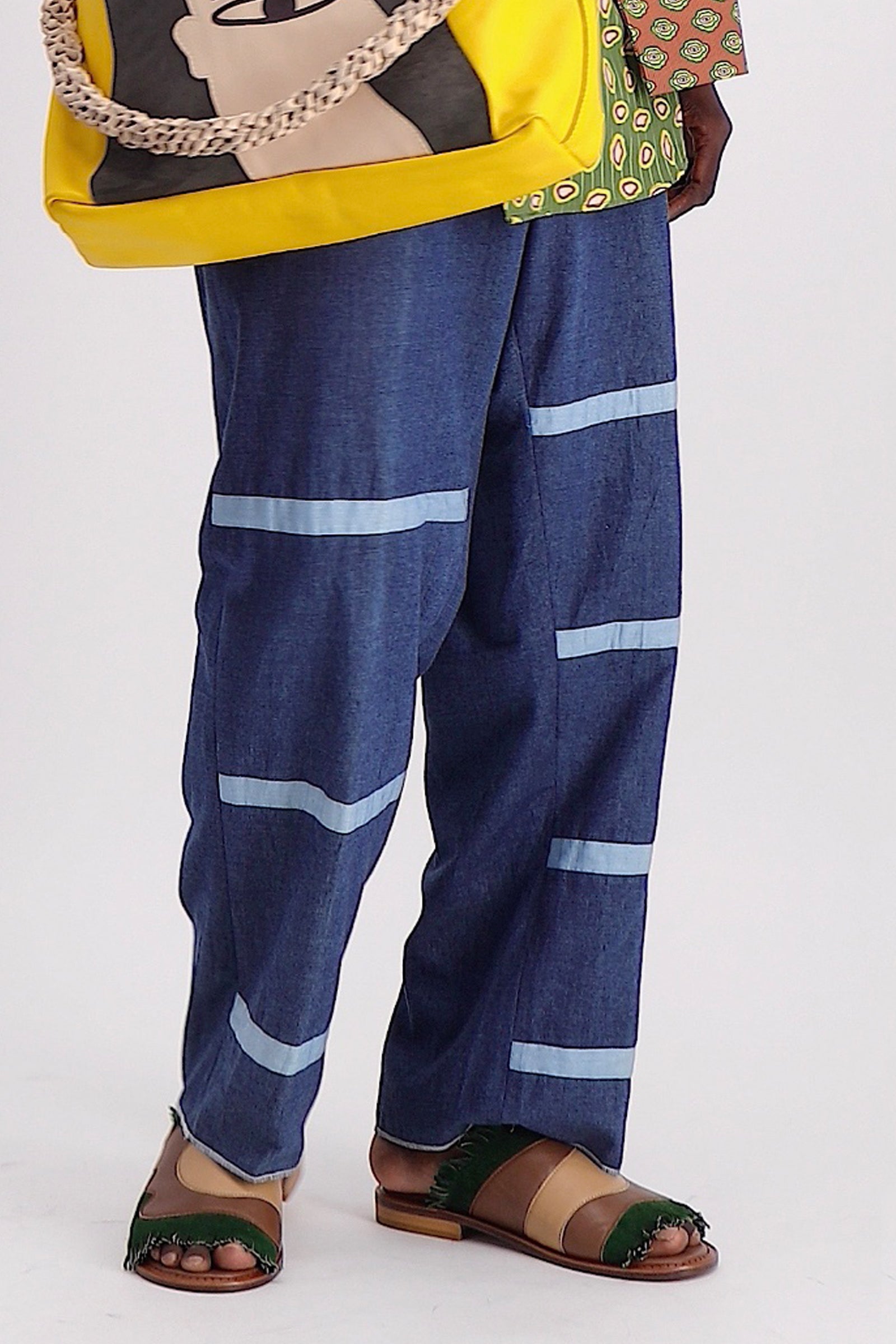 CONTRAST DENIM JOINTS PANTS