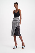 FASO STRIPE- CHIFFON EXPRESSIONIST CUT-OUT SKIRT