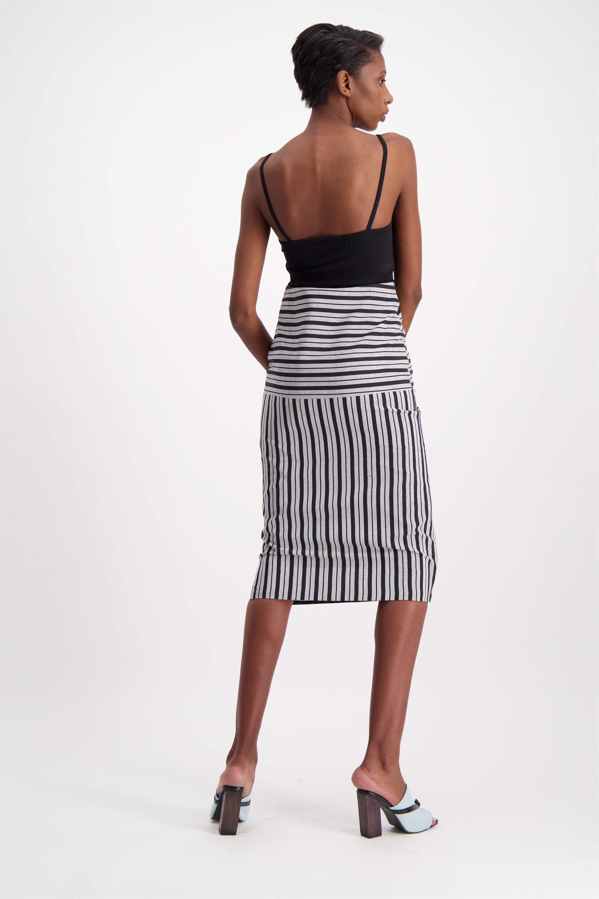 FASO STRIPE- CHIFFON EXPRESSIONIST CUT-OUT SKIRT